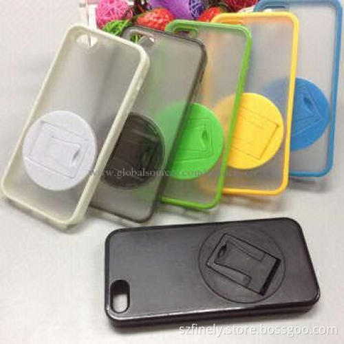 PC+TPU case for iPhone 5/5S, double injection with 360-degree rotational stand, elegant hit color